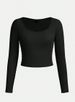 Women's Solid Color Square Neck Long Sleeve Tight Fitting Inner Base Shirt European American Style Multi Piece Autumn Clothing Set_ecoleips.com