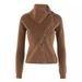 Aria Basics Aria Basics New European And American Autumn Design, Stylish Lapel, Diagonal Placket, Long-sleeved, Short, Waist-cinching, Slimming_ecoleips.com