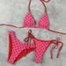 Women's Three Piece Swimwear Set Multi Color Polka Dot Tie up Bikini Bottoms Sexy Double Waistbands Triangle Bag Beach Vacationwear_ecoleips.com