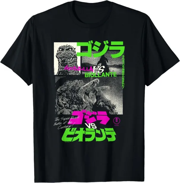 Women's T-Shirts Collage Neon Accents Godzilla Vs Biollante Movie T-Shirt_ecoleips.com