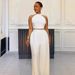 Women's Clothing Pleated Sleeveless High Waist Top Wide Leg Pants Two Piece Set_ecoleips.com