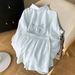 Fashion Women's Summer Two-Piece Set Thin Embroidered Butterfly Long Sleeved Sun Protection Shirt And Casual Shorts_ecoleips.com