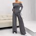 Women's Clothing Two Piece Suit For Women Autumn New Style Fashion Casual Straight Pants Temperament Loose One Line Collar Pit Strip Knit_ecoleips.com