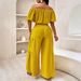 Women's Clothing Wide Leg Pants For Commuting High Waist Green Flared Strappy Drape Pants_ecoleips.com