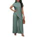 Bohemian Asymmetrical Hem Top & Pants Set – Lightweight Polyester Summer Outfit (Mint Green/Brown/Wine/Beige/Navy, S-XXL)_ecoleips.com