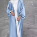 Verve 2025 New Muslim Women's Clothing Satin Puff Sleeve Robe Dubai Elegant Cardigan_ecoleips.com