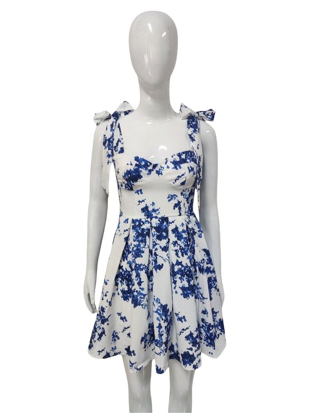 Women's Elegant Floral Print Tie Belt Bodycon Mini Dress – French Style Fall Party Gown 2026_ecoleips.com