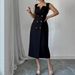 Women's Clothing Summer New Temperament V Neck Dress Slim Waist And Age Reducing Slit Skirt_ecoleips.com