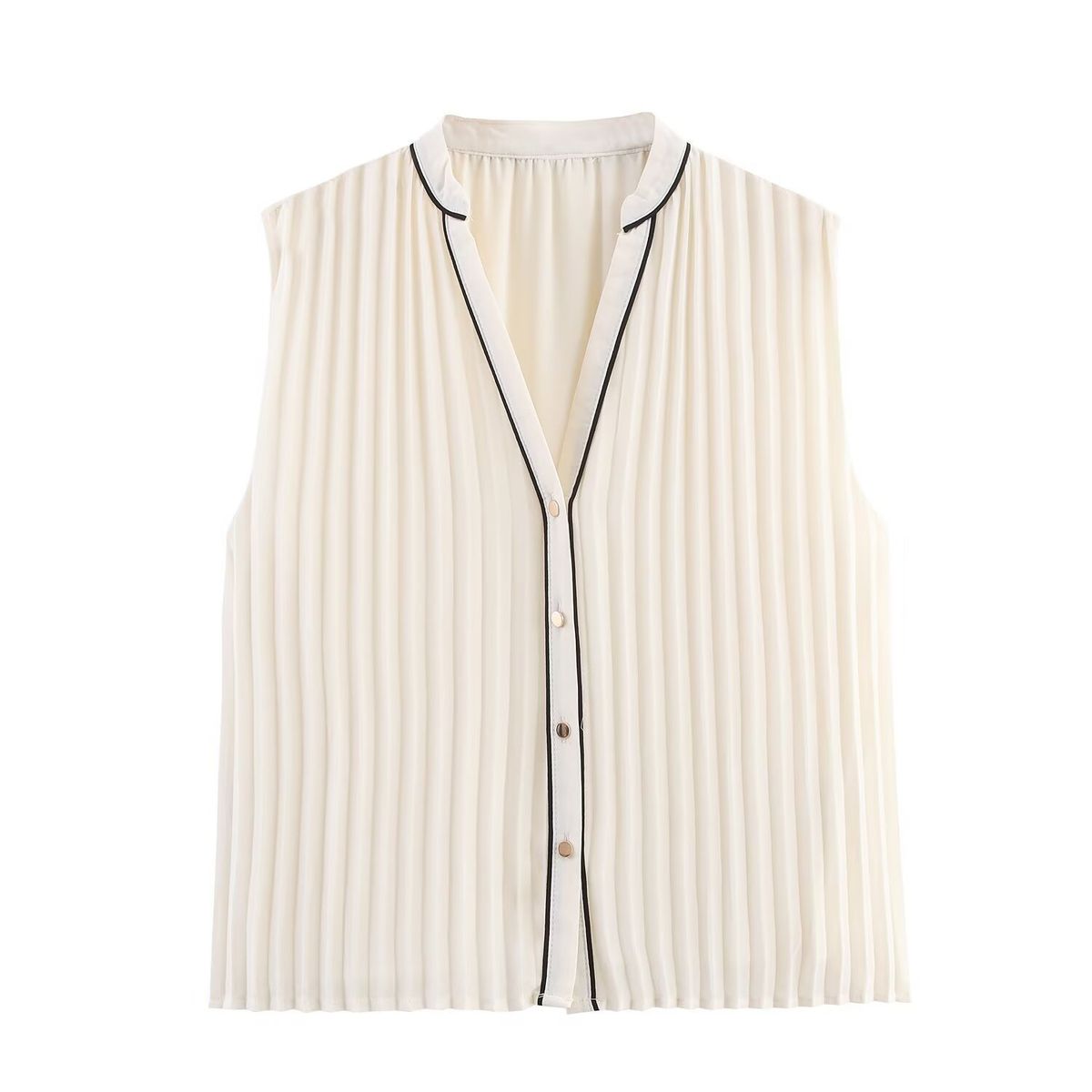 Women's Contrast Trim Blouse And Skirt Set, Elegant Office To Casual Two-Piece Outfit Comfortable & Breathable_ecoleips.com
