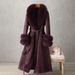 Women's Clothing Rabbit Fur Coat 2024 New Mid Length Fur Women's Over The Knee Fox Fur Collar Coat Slim Fit_ecoleips.com
