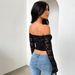 Pure Desire Hot Girl Style Off-Shoulder Fashion Long Sleeve Sexy Lace Hollow Out Top_ecoleips.com