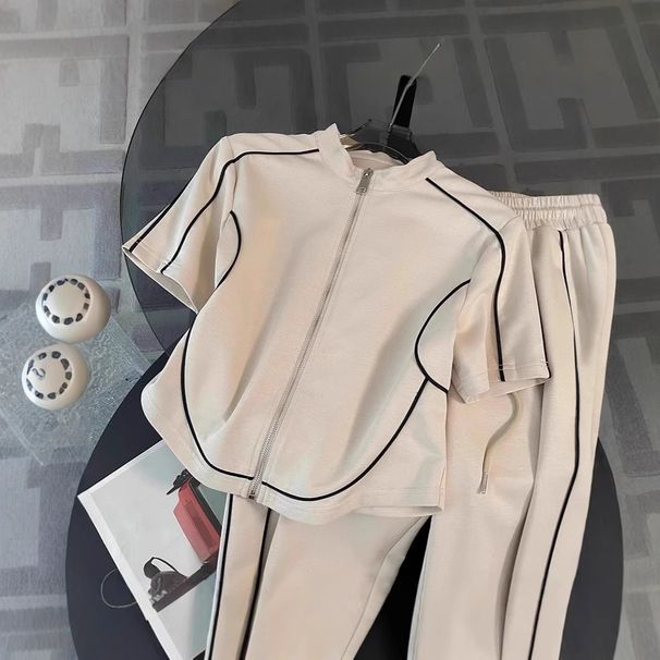 European Style Streetwear Sports Suit For Women Summer 2025 New Fashionable Youthful Korean Version Casual Wide-Leg_ecoleips.com