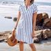 Women's Relaxed Fit Stripe Shirt Casual Oversized Button down Blouse Lightweight Breathable Linen Blend for Summer_ecoleips.com