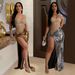 Women's Clothing Fashion Women's High Slit Hot Diamond Perspective Dress_ecoleips.com