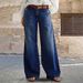 mid Rise Stretch Wide Leg Jeans for Women Casual Cotton Denim with Front And Back Pockets European And American Style_ecoleips.com