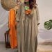 Women's V-Neck Linen Blend Dress – Breathable A-Line Midi Dress With Relaxed Fit, Casual Boho Style_ecoleips.com