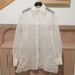 Original - Women's Sheer Embroidered Pleated Silk Mesh Long Sleeve Loose Fit Blouse Shirt_ecoleips.com