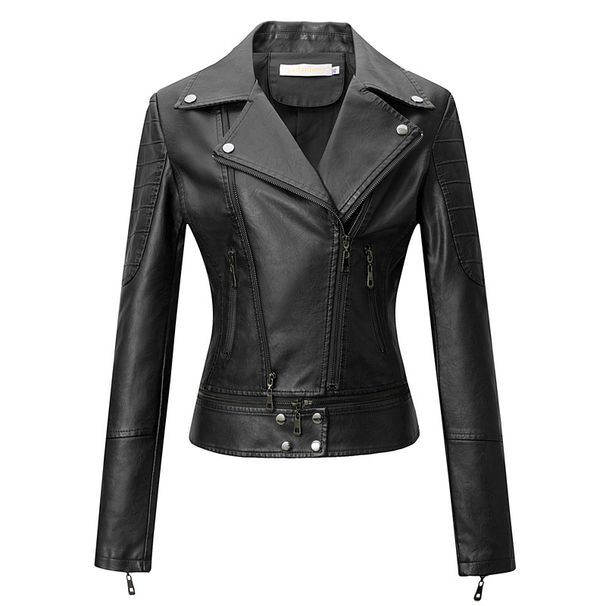 K Leather Jacket, Women's Lapel, Slim Fit, Compact, Ultra Short Leather Jacket, Cool And Handsome Long Sleeved_ecoleips.com