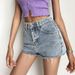 Women's Clothing Summer Solid Color High Waist Slim And Long Legs Cut Edge Old Raw Edge Denim Shorts Women's Pants_ecoleips.com