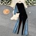 Casual Sports Suit For Women, Autumn Design, Loose Fit, Versatile Round Neck Sweatshirt, High Waist Denim Patchwork_ecoleips.com