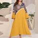 Women's Clothing Plus Size Tassel Print Pullover Dress Elegant Commuting Wear Middle Eastern Women's Clothing_ecoleips.com