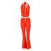 AD397 European American Style 2025 Summer New Fashion Sexy Ruched Halter Neck Waist-cinching Tank Top And Long Pants Set_ecoleips.com