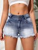Women's Clothing Trendy Ripped Denim Shorts High Waist Washed Denim Hot Pants_ecoleips.com