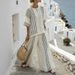 Striped Short-Sleeve Top & Relaxed Pants Set – Breathable Cotton-Blend 2-Piece Outfit For Women (Xs-Xxxl, Casual To Office Wear)_ecoleips.com