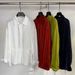 Women's Minimalist Lapel Embroidered Linen Shirt Drawstring Waist Elegant Commuter Top Spring Fashion_ecoleips.com