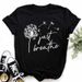 European And American Cross-border Foreign Trade Clothing, Simple Dandelion Pattern Round-neck Printed Women's_ecoleips.com