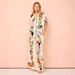Women's clothing satin printed temperament short-sleeved shirt + trousers two-piece set_ecoleips.com