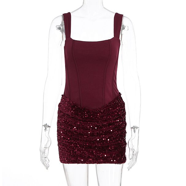 New Summer Sexy Sequin Suspender Bodycon Dress Slim Fit Party Clubwear Cocktail Evening Bodycon Dress For Women_ecoleips.com