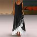 Cross-border In-stock European And American New Women's Fashion Two-piece Sleeveless Distressed Large Hem_ecoleips.com