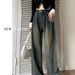 Fleece-Lined Cement Gray Vintage Pleated Wide-Leg Jeans For Women High Waist Loose Slimming Autumn Winter Petite_ecoleips.com