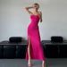 Summer Women's Sleeveless Halter Neck Dress European And American Style Pure Alluring Back Crisscross Strap High Waist Slit Dress_ecoleips.com