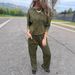 Tie-Waist Lounge Set – Stretch Denim Long Sleeve Top & Pants (Black/Grey/Green/Khaki, S-3XL)_ecoleips.com