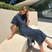 K Women's Casual Pocket Short Sleeved Shirt Split Skirt Denim Two-piece Set_ecoleips.com