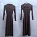 Elegant Polo Collar Knit Dress For Women - Long Sleeve A-Line Modal Blend Dress With Button Front, High Waist, And Flowy Fit - Perfect For Casual_ecoleips.com