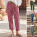 Women's Clothing new casual pants buttoned cotton and linen loose casual pants_ecoleips.com