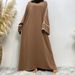 Modest Abaya Dress/Muslim Dress Women Fashionable Women's Plain Color Dress With White Trim Plus Size Tie Waist Muslim Fashion_ecoleips.com