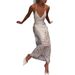 Elegant Lace Patchwork Slip Dress For Women American Style Niche Fashion French V Neck Slim Satin Gown_ecoleips.com