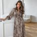 Aria Basics Aria Basics 2024 European American Autumn Satin Leopard Print Sleeve Cardigan Long Nightgown Soft And Comfortable Women's Homewear_ecoleips.com