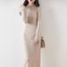 2024 Autumn/Winter Mid-Length Knitted Dress, Designer Cheongsam, Slim-Fit Retro Over-the-Knee Long Sweater Dress_ecoleips.com