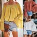 Women's Off-Shoulder Flutter Sleeve Blouse – Polka Dot Peplum Top, Lightweight Chiffon, Loose Fit, Sweet & Elegant For Work & Casual_ecoleips.com