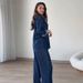 Women's Clothing Loose Casual Long Sleeved Tops Wide Leg Pants Denim Suits_ecoleips.com