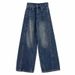 American Retro Wide-leg Jeans For Women, Spring And Autumn, Plus Size, Stylish High-waisted, Loose, Casual, Floor-length_ecoleips.com