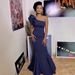 Women's solid color asymmetrical breast-showing dress women's sexy cocktail party evening dress_ecoleips.com