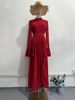 Women's Clothing Autumn New Chiffon Wood Ear Edge Stitching Chiffon Temperament Half High Collar Long Dress_ecoleips.com