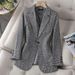 Women's Blazer Two-piece Set Spring Autumn New Fashion Glitter Vintage Suit Jacket Elegant Casual Shorts +Shiny Check_ecoleips.com