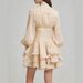 Women's French Elegant High Waist Ruffled Long Sleeve Midi Dress – Slim Fit Spring Gown 2026_ecoleips.com
